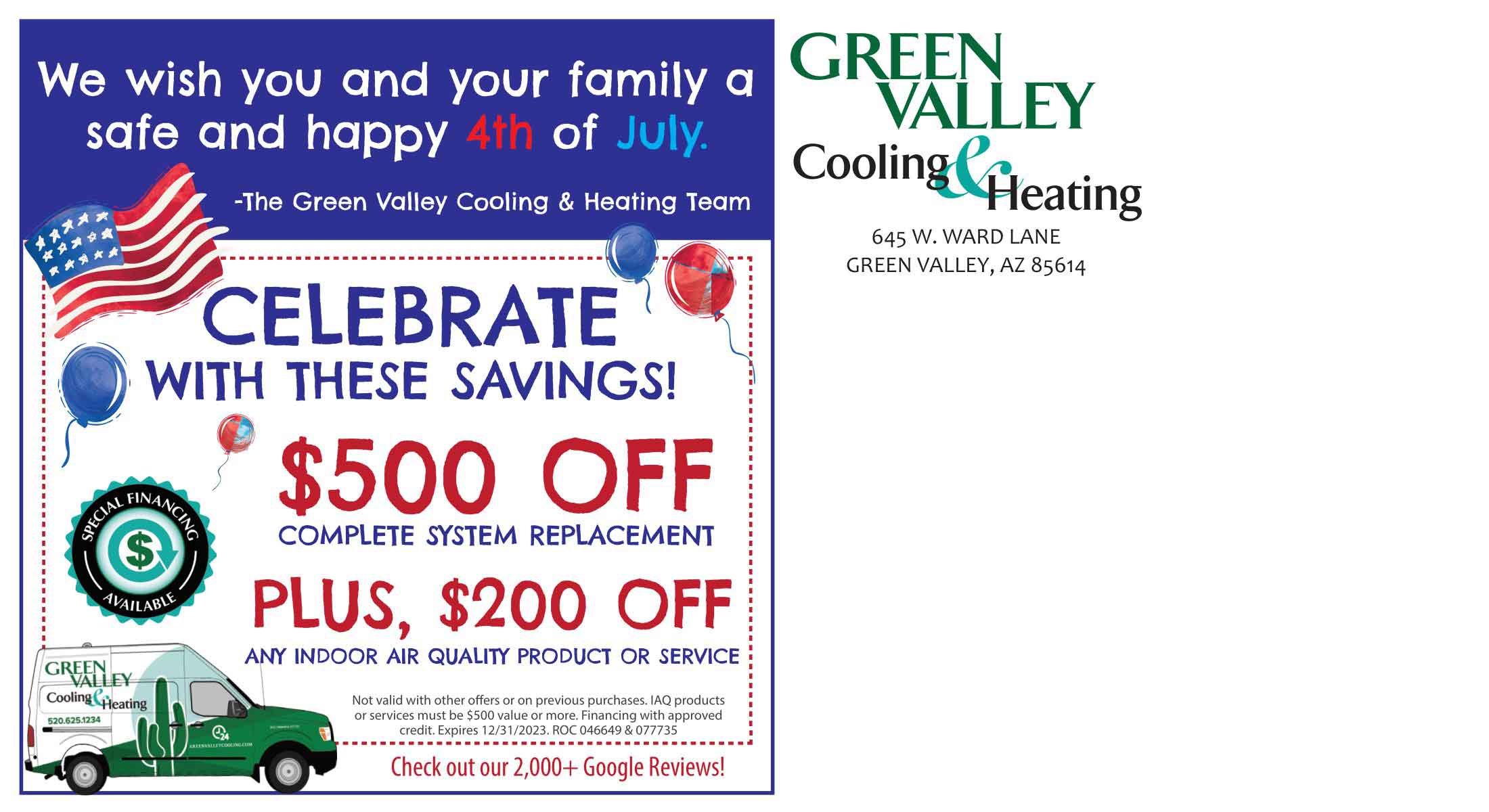 Specials Green Valley Cooling & Heating